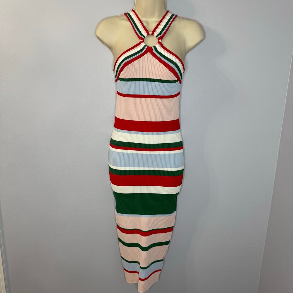 Ted Baker Lyndiaa Striped Bodycon Midi Dress Stretch Vacation Beach Women's 4 - Picture 2 of 12